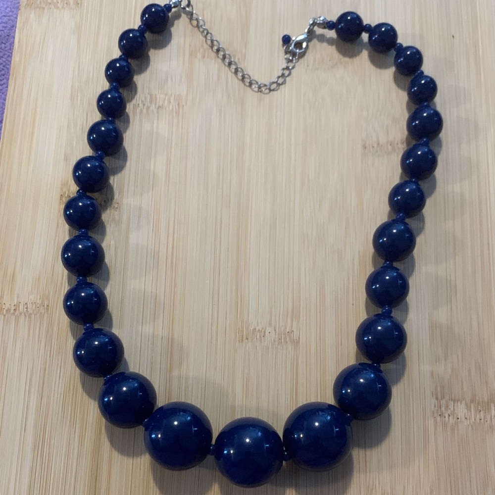 Vintage Blue Beaded Necklace